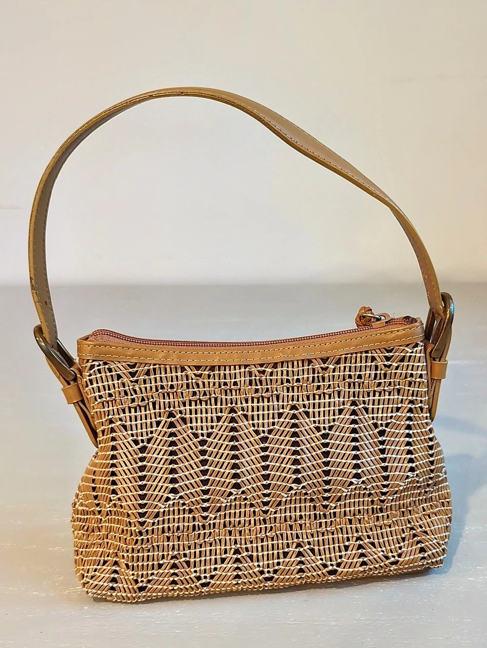 Vintage Nine West Woven Shoulder Bag in Brown